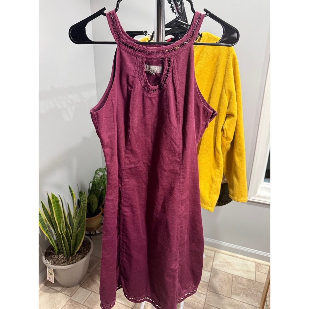 Merona Rich Burgandy Halter Dress Detailed Stitching Side Zip Size 8